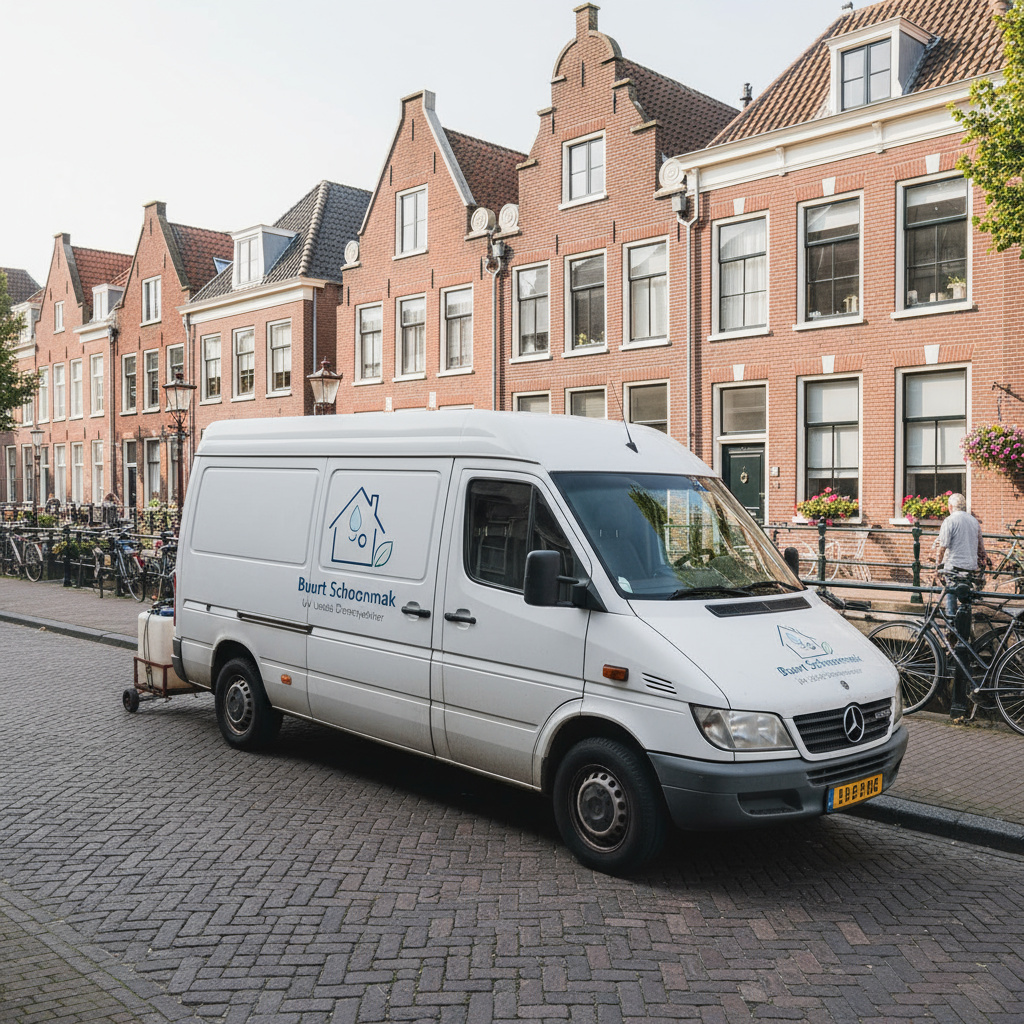 Lokale servicebus in een Nederlandse woonstraat